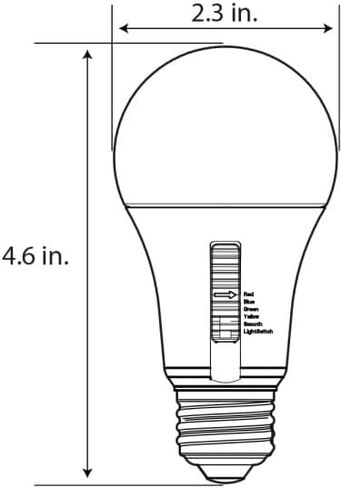 لمبة إضاءة LED متغيرة الألوان من Feit - A19 مع لمبة إضاءة متوسطة القاعدة E26 - ما يعادل 60 وات - عمر 15 عامًا in Saudi Arabia