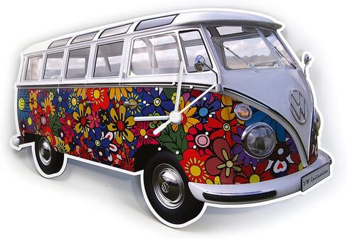 BRISA VW Collection - Volkswagen Wall Workshop Clock Timepiece in T1 Bus Design (Classic Bus/Blue) in Saudi Arabia