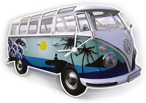 BRISA VW Collection - Volkswagen Wall Workshop Clock Timepiece in T1 Bus Design (Classic Bus/Blue) in Saudi Arabia