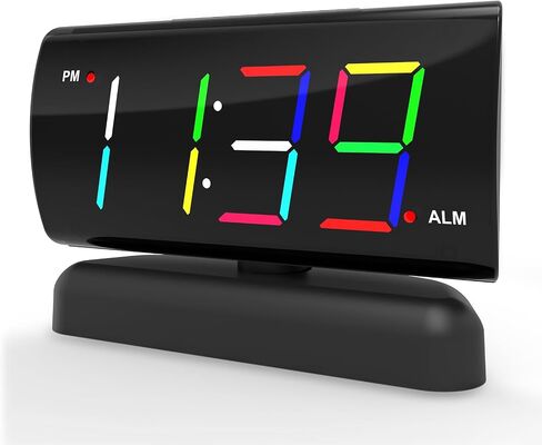 ساعة منبه رقمية LED للمنزل لغرفة النوم، قاعدة دوارة، تعمل بمنفذ الطاقة، تشغيل بسيط، منبه، قيلولة بعد الظهر، باهتة السطوع، شاشة عرض رقمية زرقاء كبيرة (أزرق) in Saudi Arabia
