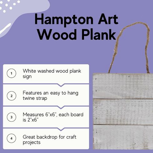 Hampton Art Plank 3D 6" x 6" White, Wood Plaque, Wood Sign Blank, Wood Blanks, Wooden Plaques, Blank Wood Signs for Crafts, Wooden Sign Blank, Wood Planks for Crafts in Saudi Arabia