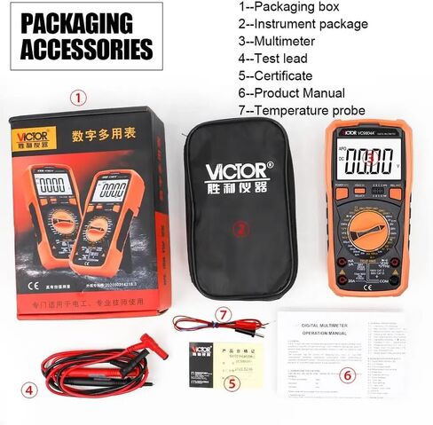 جهاز اختبار رقمي متعدد من VICTOR VC890C+، عدد 1999، يقيس الجهد الكهربي DC/AC واختبار استمرارية تردد السعة المقاومة الحالية مع إيقاف التشغيل التلقائي (VICTOR VC890C+) in Kuwait