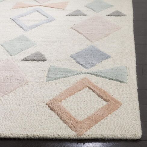 SAFAVIEH Kids Collection Runner Rug - 2'6" x 8', Ivory & Multi, Handmade Geometric Wool, Ideal for High Traffic Areas in Living Room, Bedroom (SFK901A) in Saudi Arabia