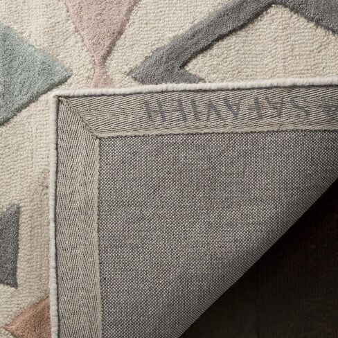 SAFAVIEH Kids Collection Runner Rug - 2'6" x 8', Ivory & Multi, Handmade Geometric Wool, Ideal for High Traffic Areas in Living Room, Bedroom (SFK901A) in Saudi Arabia