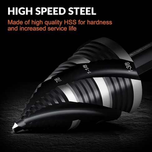 THINKWORK 5 Pcs HSS Step Drill Bit Set (Metric), Unibit for Metal-59 Steps | TiN coating, precise scale marks, (4-35mm)various sizes, smooth drilling, long lifespan, storage case,1/4"(6.35mm) Hex shank in Saudi Arabia