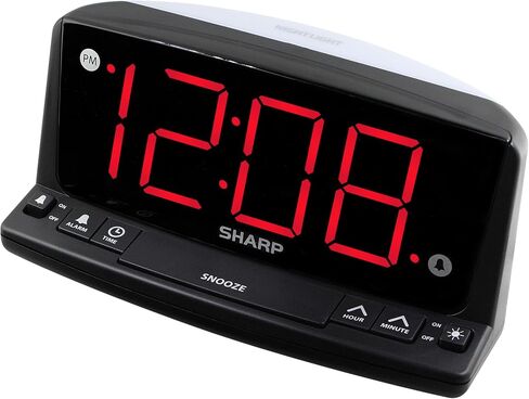 ساعة منبه رقمية SHARP LED - تشغيل بسيط - من السهل رؤية أرقام كبيرة، ضوء ليلي مدمج، منبه بصوت عالٍ مع قيلولة بعد الظهر، شاشة عرض رقمية كبيرة ساطعة باللون الأحمر in Kuwait