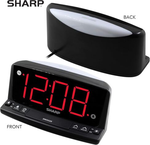ساعة منبه رقمية SHARP LED - تشغيل بسيط - من السهل رؤية أرقام كبيرة، ضوء ليلي مدمج، منبه بصوت عالٍ مع قيلولة بعد الظهر، شاشة عرض رقمية كبيرة ساطعة باللون الأحمر in Kuwait