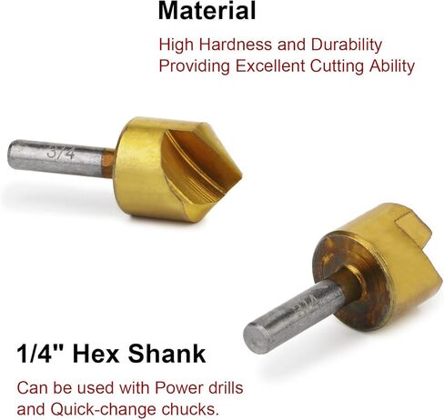 Countersink Drill Bit Set, 3pcs Single Flute 90 Degree Edge Chamfer Chamfering Tool End Mill Cutter Countersink Drill Bits Kit 3/8 1/2 3/4 in Kuwait