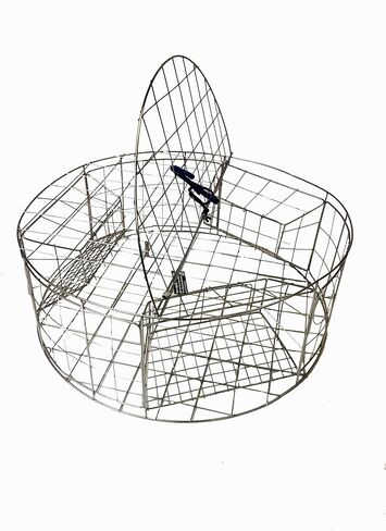 KUFAKUFA مصيدة سرطان البحر المستديرة المصنوعة من الفولاذ المقاوم للصدأ مع زنك الأنود المضحي وحبل الرصاص 1/4 × 100 بوصة، عوامة حمراء/بيضاء مقاس 35.56 سم، حزام الأمان، الفرجار، مجموعة حقيبة الطعم (CT120+CAQ3+ZIN1) in Kuwait