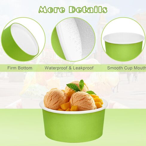 Aodaer 60 Pack Disposable Paper Ice Cream Cups 8 oz Paper Ice Cream Bowls Containers Colored Snack Soup Dessert Bowls for Hot or Cold Food Party Supplies Treat Cups Serving Sundae, Frozen Yogurt, Soup in Saudi Arabia
