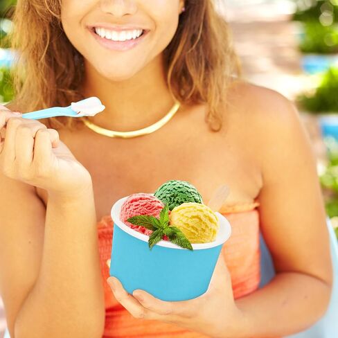 Aodaer 60 Pack Disposable Paper Ice Cream Cups 8 oz Paper Ice Cream Bowls Containers Colored Snack Soup Dessert Bowls for Hot or Cold Food Party Supplies Treat Cups Serving Sundae, Frozen Yogurt, Soup in Saudi Arabia