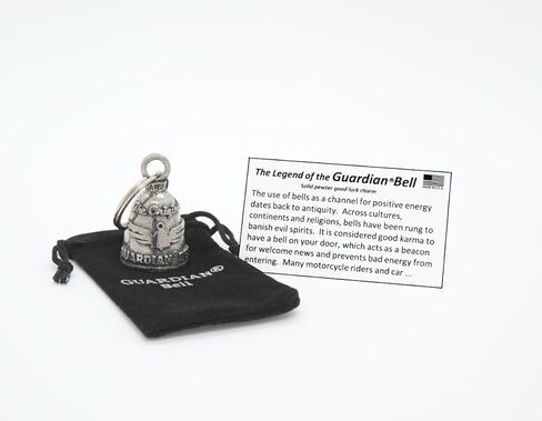 Guardian Bell Celtic Good Luck Bell w/Keyring & Black Velvet Gift Bag | Motorcycle Bell | Lead-Free Pewter | Made in USA in Kuwait