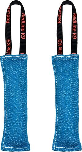 Redline K9 Bundle of 2 French Linen Dog Tug Toy 3 inch X 10 inch - 1 Handles (Blue) in Saudi Arabia