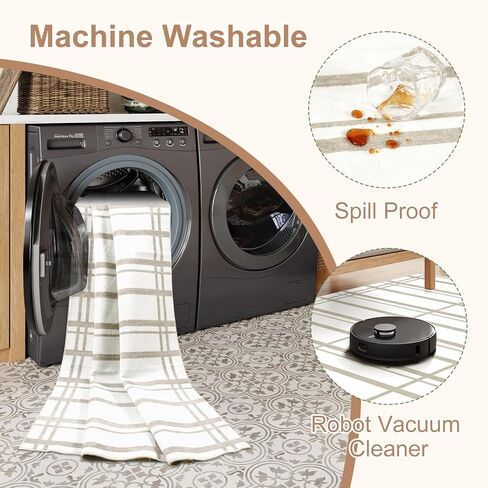 سجاد منطقة قابلة للغسل في الغسالة مقاس 5 × 7 - سجادة خضراء مربعة الشكل سجادة غرفة المعيشة سجادة محايدة غير قابلة للانزلاق لغرفة النوم، سجادة منطقة حديثة منخفضة الوبر لغرفة الطعام وقاعة المكتب، حكيم/بيج in Kuwait