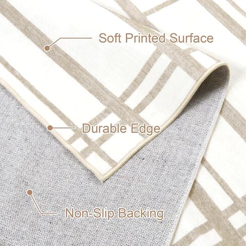 سجاد منطقة قابلة للغسل في الغسالة مقاس 5 × 7 - سجادة خضراء مربعة الشكل سجادة غرفة المعيشة سجادة محايدة غير قابلة للانزلاق لغرفة النوم، سجادة منطقة حديثة منخفضة الوبر لغرفة الطعام وقاعة المكتب، حكيم/بيج in Kuwait