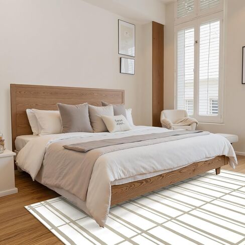 سجاد منطقة قابلة للغسل في الغسالة مقاس 5 × 7 - سجادة خضراء مربعة الشكل سجادة غرفة المعيشة سجادة محايدة غير قابلة للانزلاق لغرفة النوم، سجادة منطقة حديثة منخفضة الوبر لغرفة الطعام وقاعة المكتب، حكيم/بيج in Kuwait