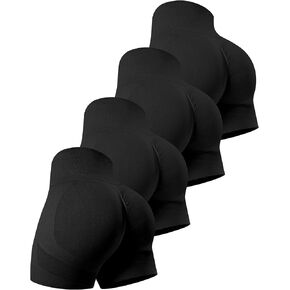 CHRLEISURE Women's 4 Packs Workout Gym Shorts, High Waisted Butt Lifting Scrunch Butt Seamless Booty Shorts