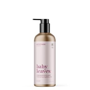 ATTITUDE 2-in-1 Shampoo and Body Wash for Baby, EWG Verified, Hypoallergenic, Plant- and Mineral-Based Ingredients, Vegan and Cruelty-Free, Refillable Aluminum Bottle, Almond Milk, 16 Fl Oz