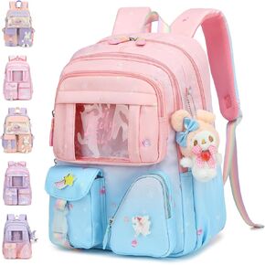 Girls Backpack for School Bookbag Kids Cute Waterpoof Backpack Elementary Students Book Bag Grades 1 to 4 (Diamond Pink)