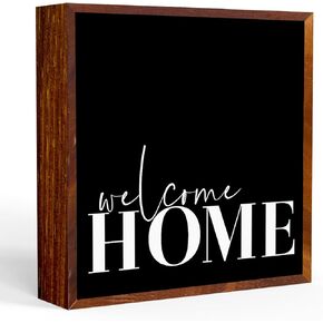 Italian Quote Hello Welcome Rustic Home Office Decor Wooden Box Sign with Saying for Apartment Garden Bathroom Bedroom Home Wood Square Box Sign for Tabletop Bookshelf Tiered Tray Wall Decor