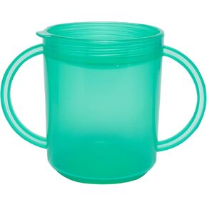 TalkTools Recessed Lid Cup with Handles - 2 Lids - Green | Therapy Cups | Helps Improve Lip Closure and Tongue Retraction | Alternative to Sippy Cup