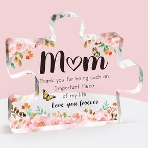 for Mom - Mom Birthday Gifts from Daughter Son of Engraved Acrylic Block Puzzle Piece, Christmas Valentines Birthday Gifts (Mom2)