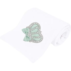 Lilax Baby Girl Newborn Jewels Crown Swaddle Receiving Blanket (One Size, Green)