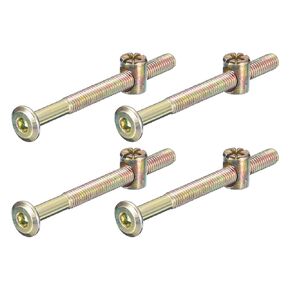 uxcell 4Pcs Hex Socket Head Screws Bolts Barrel Nuts, M6 x 85mm Socket Furniture Bed Bolt Barrel Nuts for Chairs Cots, Bronze Color