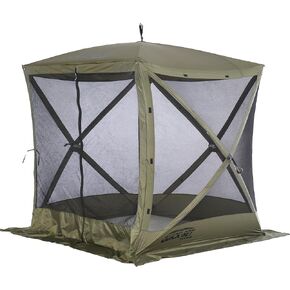 : Clam Venture 9 x 9 Foot Portable Outdoor Gazebo Canopy Camping Tent Shelter, with 3 Wind and Sun Panels and Carry Bag Accessory, Brown