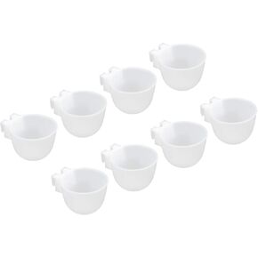 PATIKIL Mini Bird Feeder Cage Cups, 6 Pack Pigeon Water Bowl Round Feeding Sand Cup Hanging Container for Parrot Poultry, White