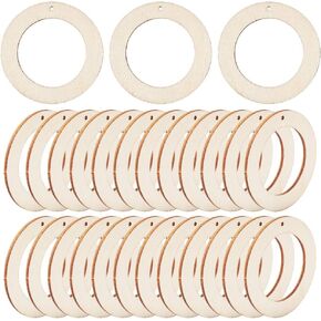 Craftdady 40 قطعة المعلقات الخشبية المستديرة المسطحة غير المكتملة 80 مللي متر دائرة كبيرة ربط حلقة Charms بها بنفسك مجوهرات الحرف الحلي المنزلية