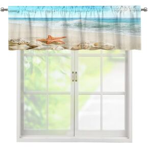 Nautical Anchor Valance Curtain for Window, Vintage Wooden Plank Summer Casual Marine Boat Sailboat Rod Pocket Kitchen Valances Blackout Treatment Drapes for Bedroom Living Room Bathroom 54x 18 Inch