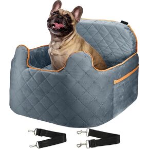 Dog Car Seat for Small Medium Dogs up to 35 LB, Elevated Dog Booster Car Seats, Memory Foam Puppy Bucket Booster with Detachable Washable Cover, Storage Pockets, Dog Seat Belt, Safe Dog Car Travel Bed