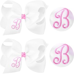 DEEKA أقواس الشعر الأولية 2 قطعة 6 "أقواس بحروف Grosgrain شريط التمساح مقاطع إكسسوارات شعر مخصصة للأطفال الصغار الفتيات الصغار - البحرية A in Kuwait