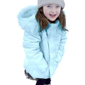Miss Bei Girls' Puffer Down Coat Winter Jacket Parka Down Coat Overcoat with Fur Hood pure pink 150CM
