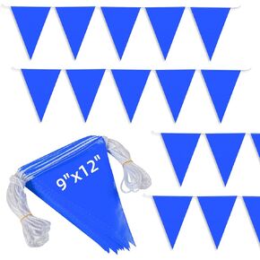 Pennant Safety Flags, Safety Flagging Banner Warning Flags Marking Flags on String for Boundary Barrier Signs/Construction Sites/Traffic Control/Sporting Events, 9"x12"x100ft (Red)
