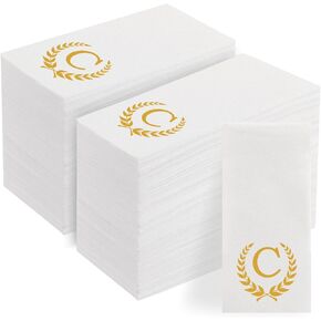 Silver Monogram Disposable Dinner Napkins - 200 Pack Letter A Napkins Disposable Guests Towel Absorbent, Wedding Napkins Dinner Napkins for Home, Restaurant, Hotel (A, Silver)