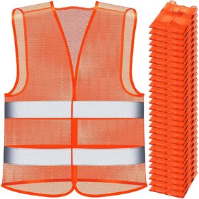 Unittype 30 Pack High Visibility Vest Reflective Safety Vest Hi Vis Mesh Vest Adjustable Size for Men Women Outdoor Works