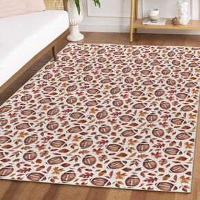Artoid Mode Rugby Maple Leaves Football Fall Area Rug, Autumn Harvest Home Decor Low-Profile Non-Slip Washable Door Mat for Entryway Bedroom Living Room Laundry Room Indoor 2x3 Feet