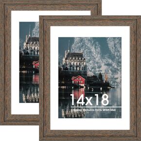 AUEAR, Solid Wood 18X24 Poster Frame - Displays 16X20 Pictures with Mat or 18X24 Without Mat, Wide Moulding Frame for Wall Mounting Display, Photo Frames (Black, 1 Pack)