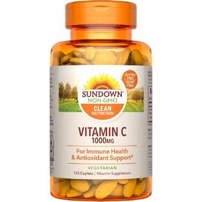 Sundown Vitamin C 1000mg, Ascorbic Acid, For Immune Health and Antioxidant Support, 133 Caplets (Packaging May Vary)