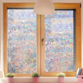 QinSuiKai Rainbow Window Film, 2 Sheets Sun Catchers Indoor Window 15 * 12 inches Suncatcher Sticker,Static Cling Window Sticker,Stop Birds from Flying Into Windows(Rainbow&Sunshine 1 Pack)