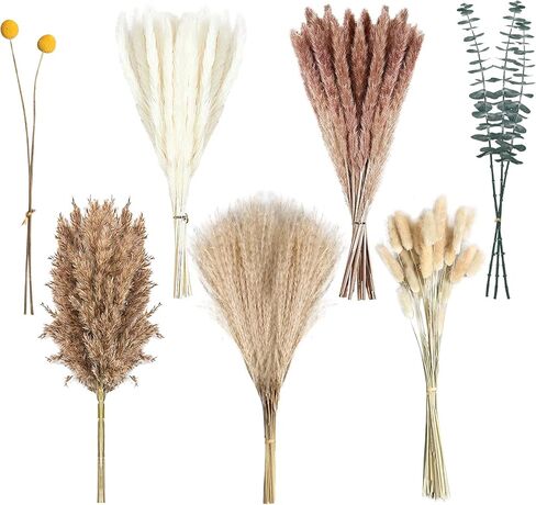 ديكور عشب بامباس، 105 قطعة عشب بامباس مجفف 45.7 سم، باقة زهور مجففة، عشب بامباس أبيض، عشب بامباس طبيعي، عشب القصب، ذيل الأرنب، عشب بامباس رقيق، ديكور غرفة الزفاف بوهو in Kuwait