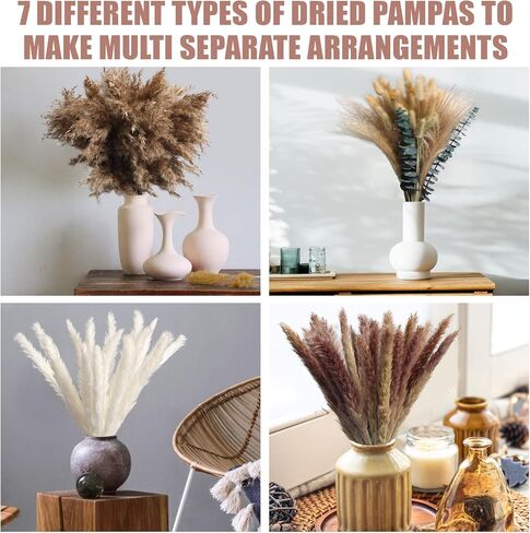 ديكور عشب بامباس، 105 قطعة عشب بامباس مجفف 45.7 سم، باقة زهور مجففة، عشب بامباس أبيض، عشب بامباس طبيعي، عشب القصب، ذيل الأرنب، عشب بامباس رقيق، ديكور غرفة الزفاف بوهو in Kuwait