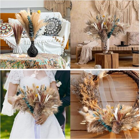 ديكور عشب بامباس، 105 قطعة عشب بامباس مجفف 45.7 سم، باقة زهور مجففة، عشب بامباس أبيض، عشب بامباس طبيعي، عشب القصب، ذيل الأرنب، عشب بامباس رقيق، ديكور غرفة الزفاف بوهو in Kuwait