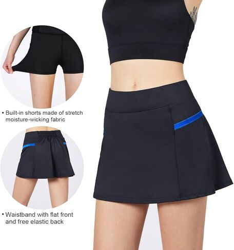 تنانير POSHDIVAH الرياضية النسائية مع شورتات مدمجة للتنس والجولف والجري والتمارين الكاجوال in Kuwait