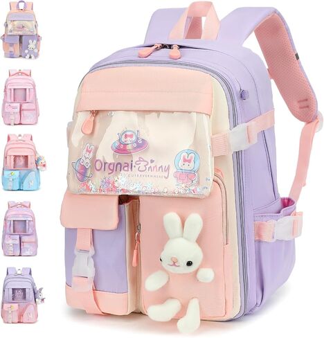 Girls Backpack for School Bookbag Kids Cute Waterpoof Backpack Elementary Students Book Bag Grades 1 to 4 (Diamond Pink) in Saudi Arabia