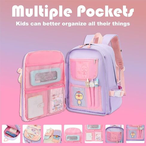 Girls Backpack for School Bookbag Kids Cute Waterpoof Backpack Elementary Students Book Bag Grades 1 to 4 (Diamond Pink) in Saudi Arabia