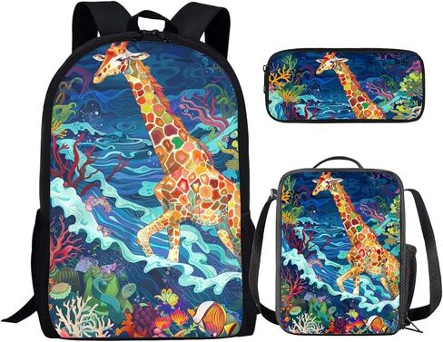 17 Inch Animal Print School Backpack And Lunch Box Set for Kids Lightweight Undersea Killer Whale Orca Backpack for Boys Girl School Bag with Insulated Lunchbox Pencil Case Student Bookbag in Saudi Arabia