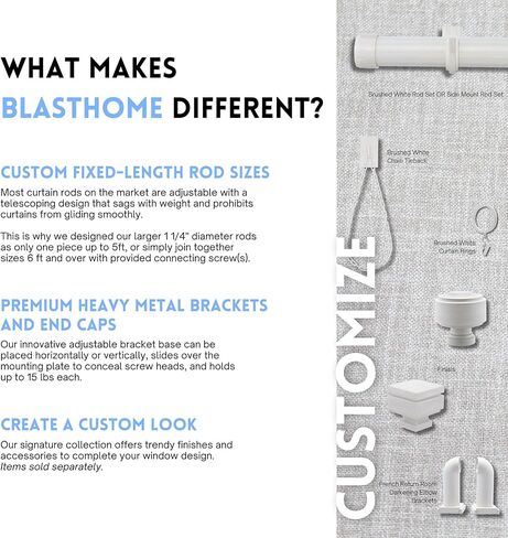 BlastHome™ Luxury French Return Room Darkening Brackets – Premium Quality, Heavy Metal – Fits Only Signature Collection Curtain Rods (Not Included) – 1 1/4" Diameter, Set of 2 – Brushed Dark Brown in Kuwait